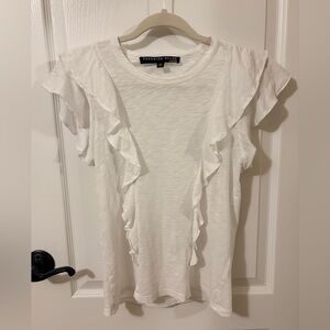 Veronica Beard Cream Ruffle Tee